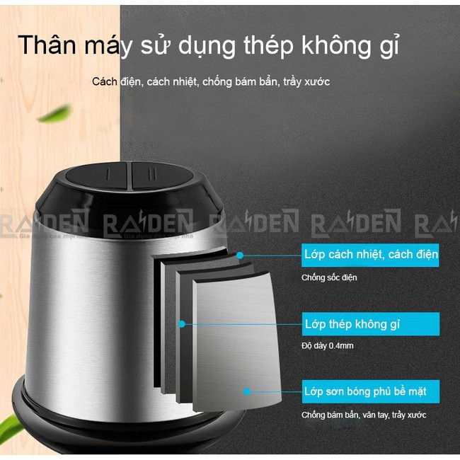 Máy xay thịt 350W Raiden RD-202 cối inox 304 dung tích 1.8L