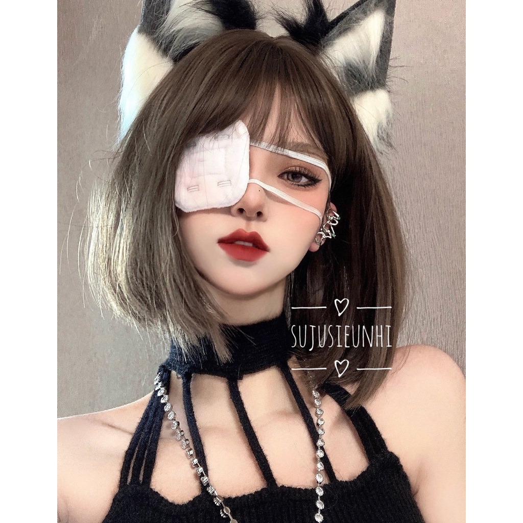 Băng bông che mắt màu trắng phong cách manga Nhật Bản cá tính/ bịt mắt anime, cosplay