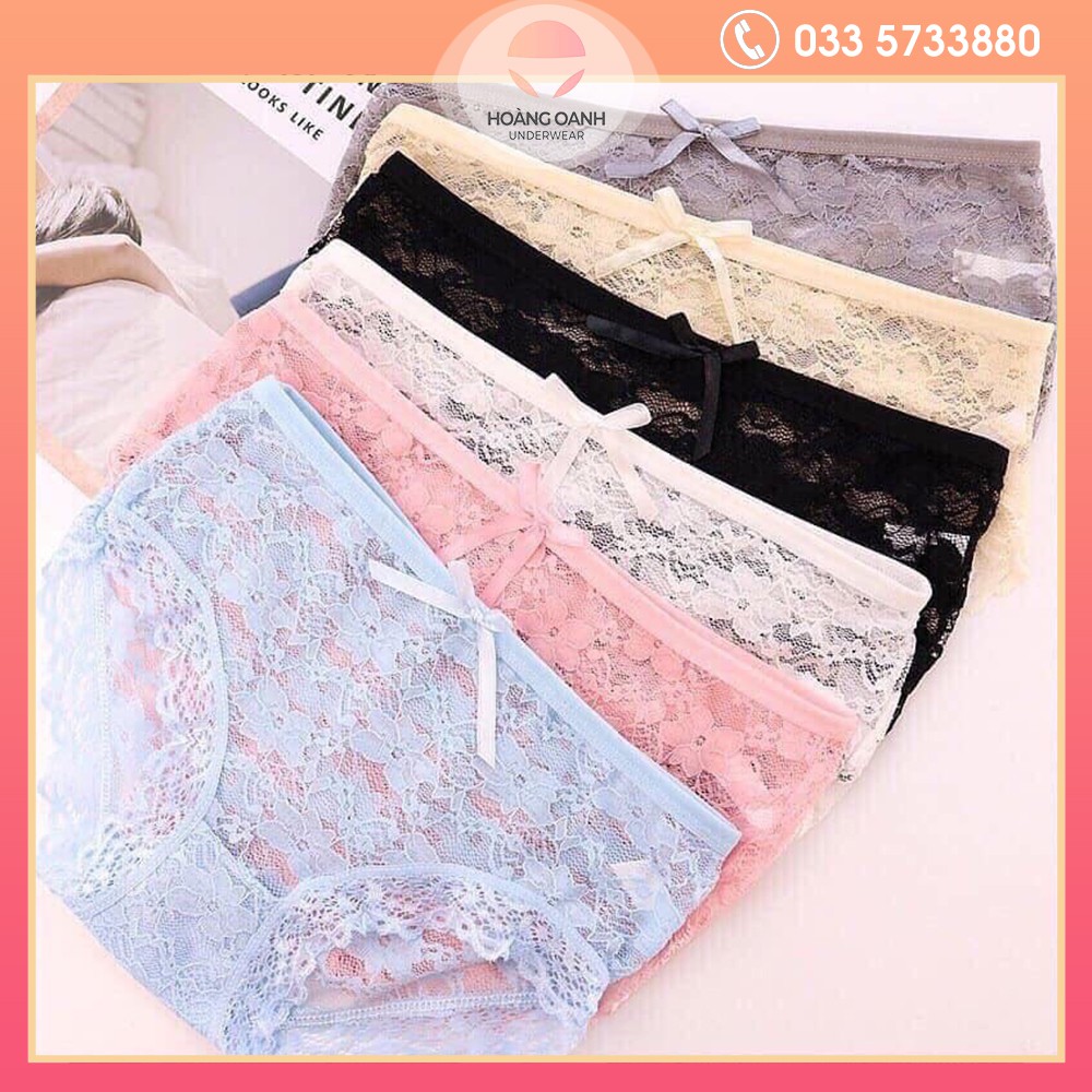 Quần lót nữ sexy Hoàng Oanh vải ren thoáng mát hoa đính nơ - 3808