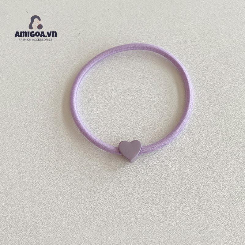 Dây Thun Cột Tóc Cao Su Co Giãn Màu Kẹo Hình Trái Tim Đơn Giản Dành Cho Nữ