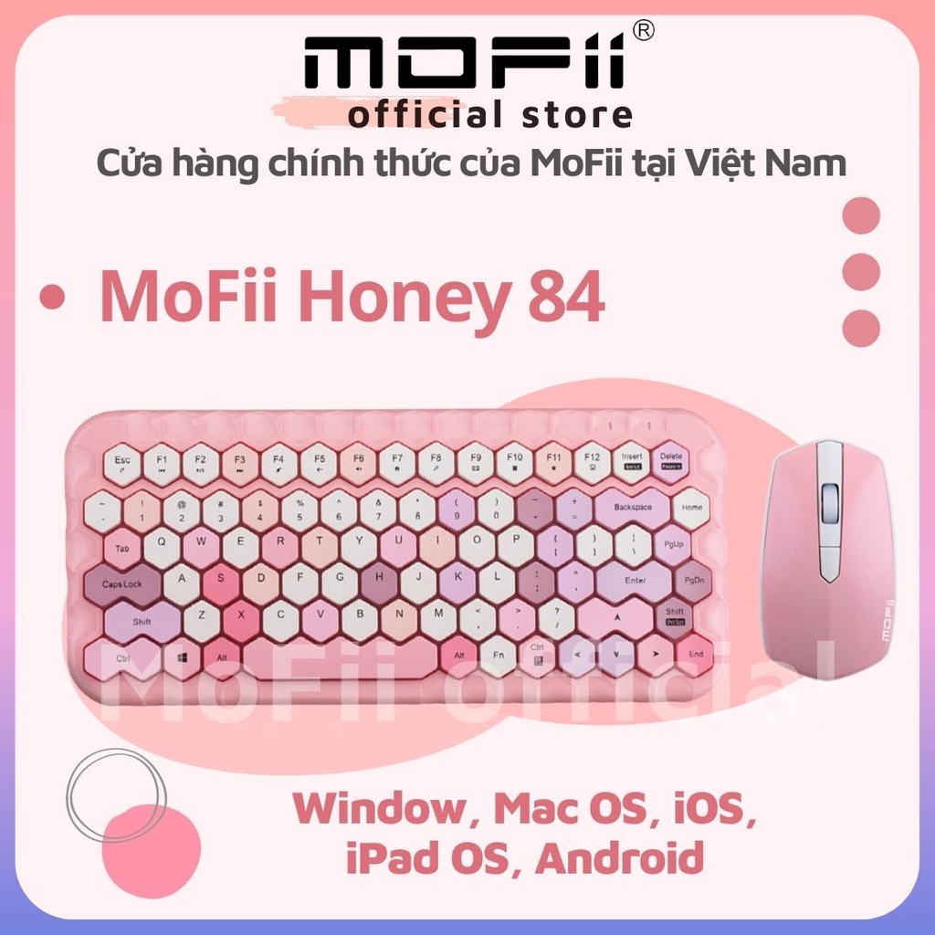MOFII HONEY 84 COMBO BÀN PHÍM GIẢ CƠ KHÔNG DÂY VÀ CHUỘT - VERSION 2022 - DÙNG CHO LAPTOP, PC, ĐIỆN THOẠI, MÁY TÍNH BẢNG
