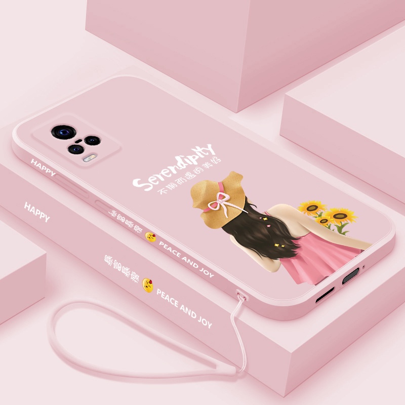 Ốp Điện Thoại Silicon Mềm Hình Nhân Vật Hoạt Hình Có Dây Đeo Cho vivo V23E 5G V21 5G V20 V20PRO V20SE