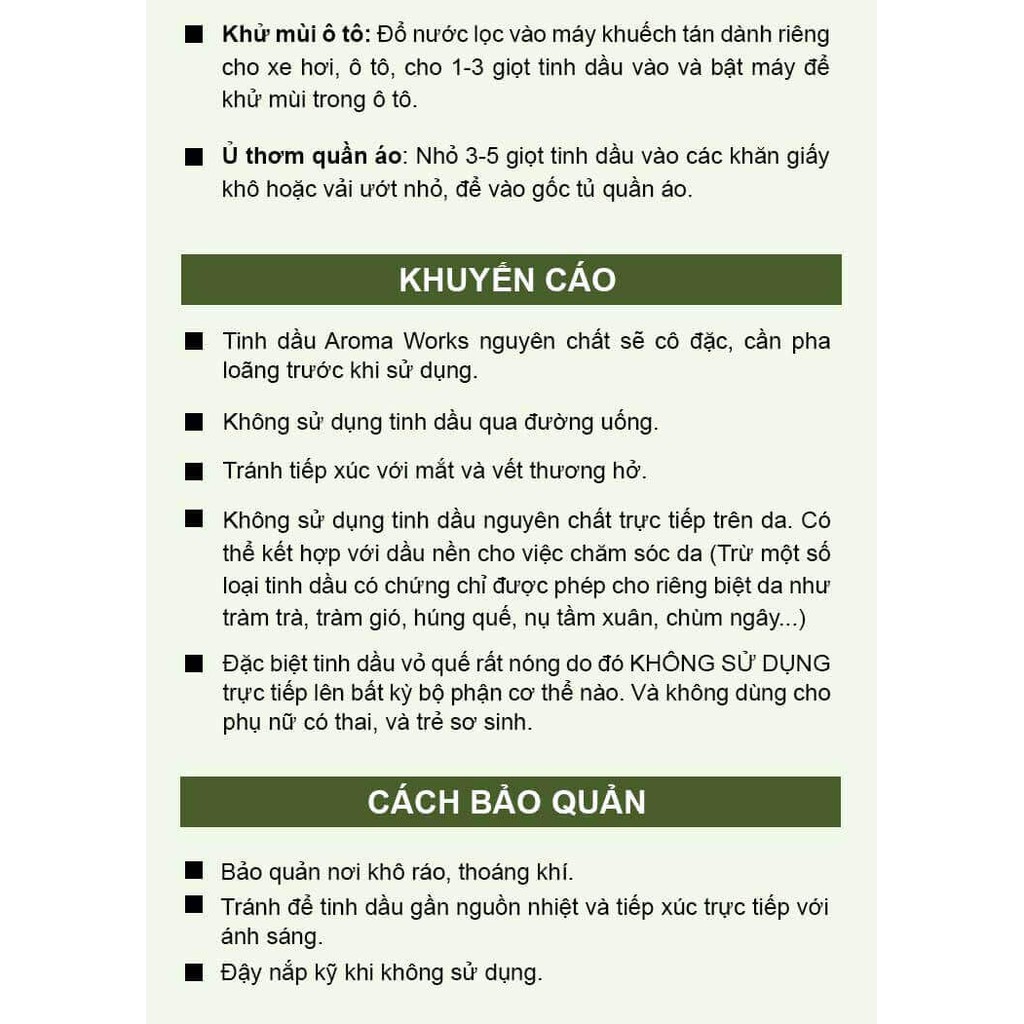 Tinh Dầu Thiên Nhiên Nguyên Chất 100% Tràm Gió Aroma Works Essential Oil Cajeput