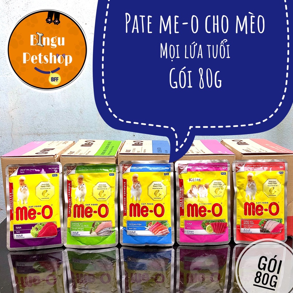 Pate Me-o cho mèo gói 80g - Thức Ăn Dinh Dưỡng Cho Mèo Pate Mèo 5 vị Thái Lan| Bingu Petshop