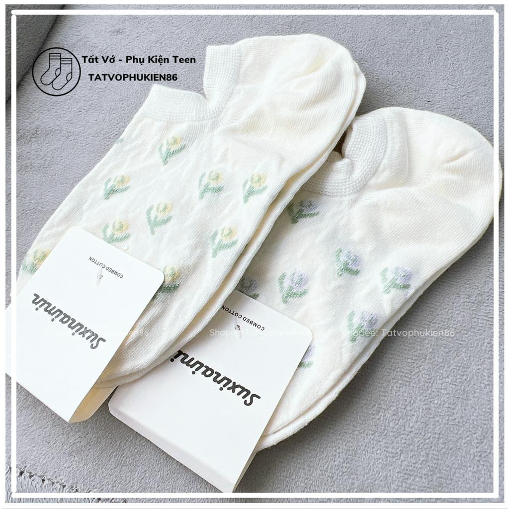 Tất nữ cổ ngắn FREESHIP Vớ nữ cổ ngắn cute vintage cotton trắng trơn hàn quốc đi mùa hè Tất nữ cute