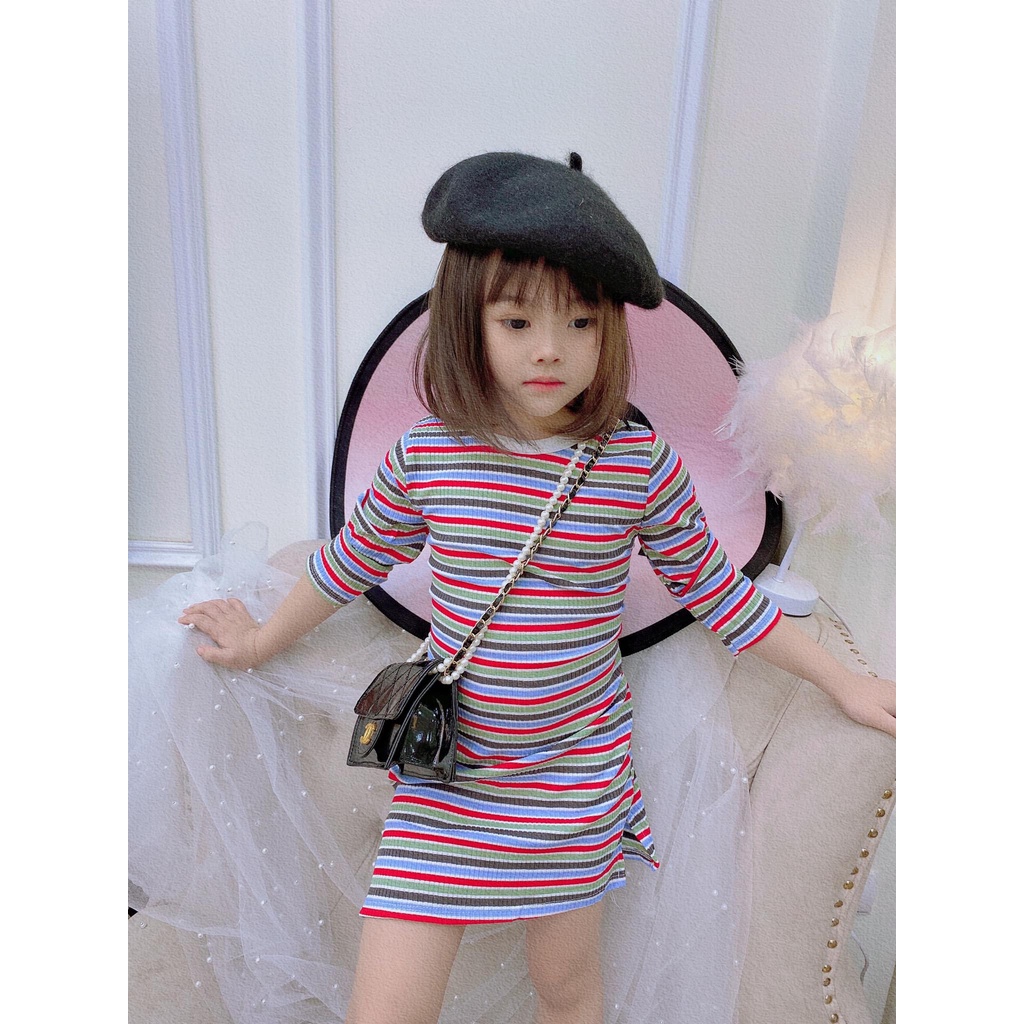 Đầm body tay dài bé gái thun cotton thấm hút mồ hôi