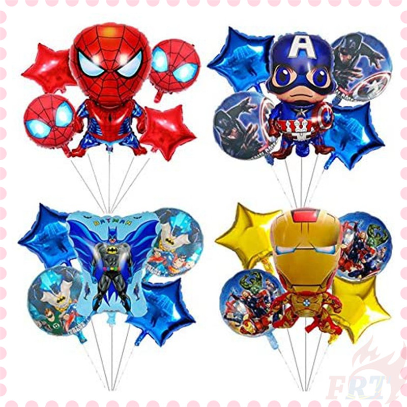 ♦ Bong Bóng Trang Trí Tiệc Tùng - Bong Bóng ♦ Set 5 Bong Bóng Lá Nhôm Hình Siêu Anh Hùng / Người Sắt / captain america / batman / Spiderman Trang Trí Tiệc Sinh Nhật