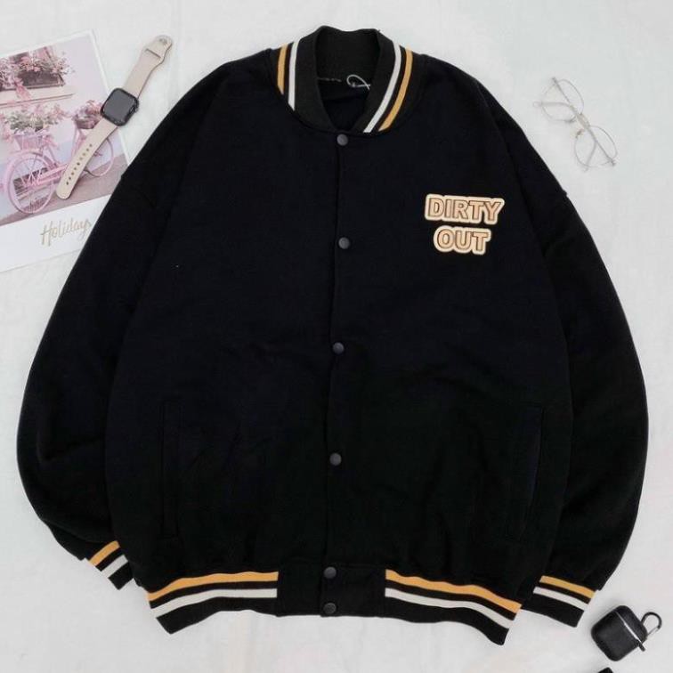 Áo Bomber Nỉ bông DIRTY.OUT chất nỉ đẹp mịn cá tính Form rộng Unisex Nam Nữ cực đẹp