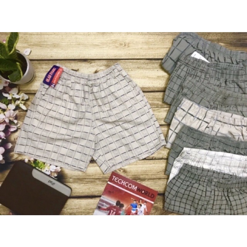 Quần short nam - Quần đùi nam caro vải cotton - Mặc nhà mát thoải mái