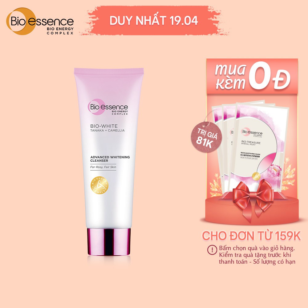 Sữa rửa mặt BioEssence BioWhite Advanced Whitening Cleanser chiết xuất Tanaka&Camellia 100g