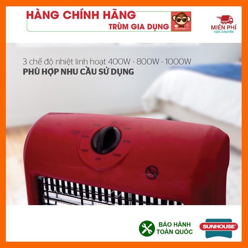 Đèn sưởi 3 bóng Sunhouse SHD7016, Máy sưởi sunhouse SHD7016, tốc độ làm ấm nhanh, tỏa nhiệt đều.