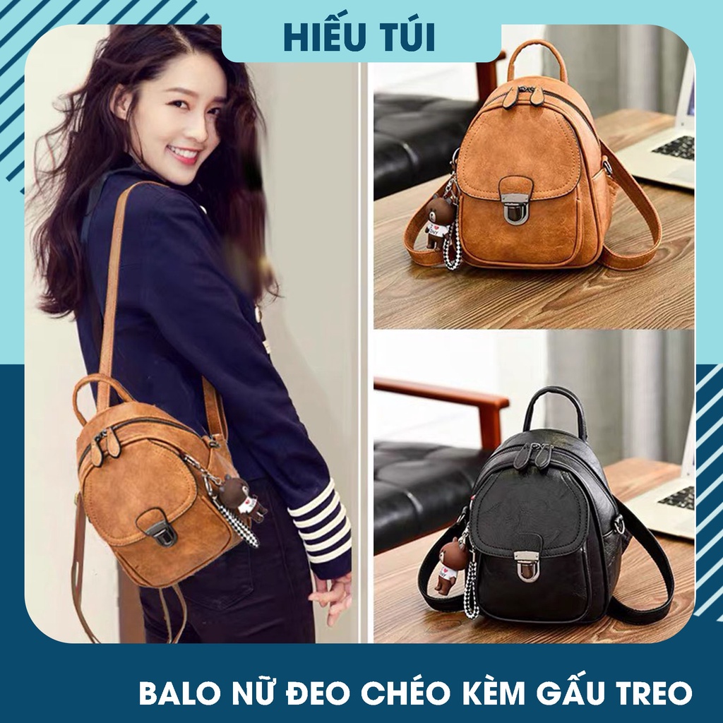 Balo cóc đeo chéo nữ mini TẶNG GẤU đi chơi đẹp thời trang cá tính cute dễ thương HTB10