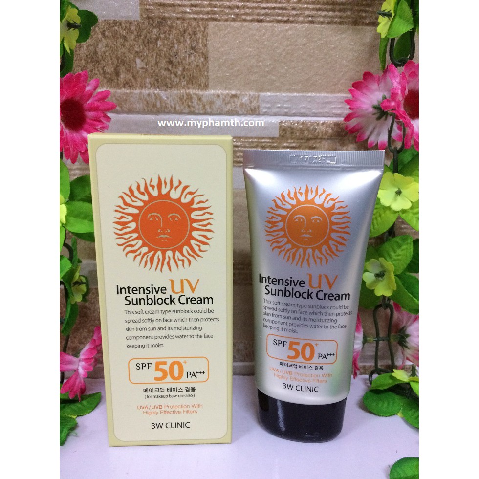 Kem chống nắng 3W CLINIC INTENSIVE UV SUNBLOCK CREAM SPF 50 PA+++🌂🌂 | WebRaoVat - webraovat.net.vn