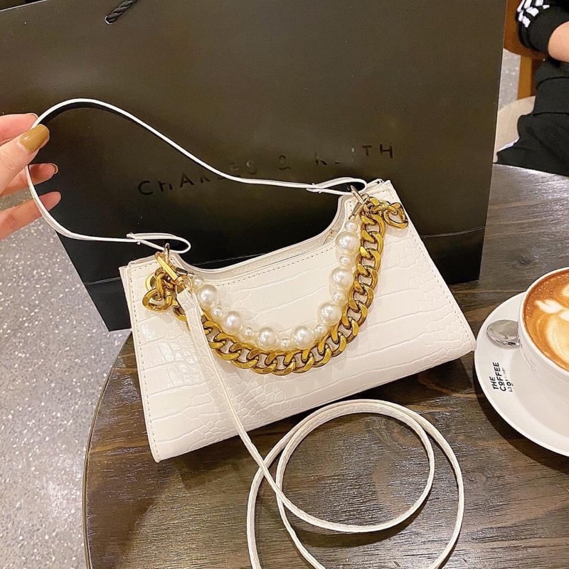 Túi Kẹp Nách Dây Ngọc, Túi Xách Nữ Đeo Chéo Đeo Vai Pha Xích