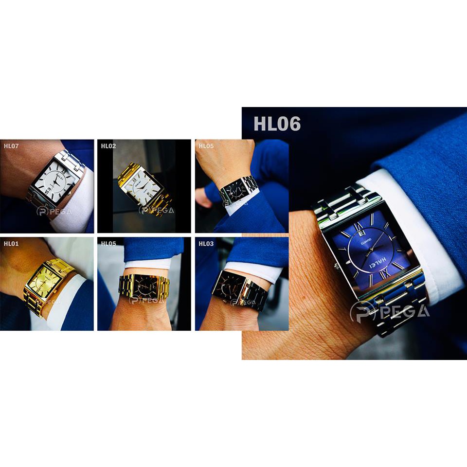 Đồng Hồ Nam Chính Hãng HELEI Nhật Mặt Vuông mã ( dây vàng mặt đen ) | BigBuy360 - bigbuy360.vn