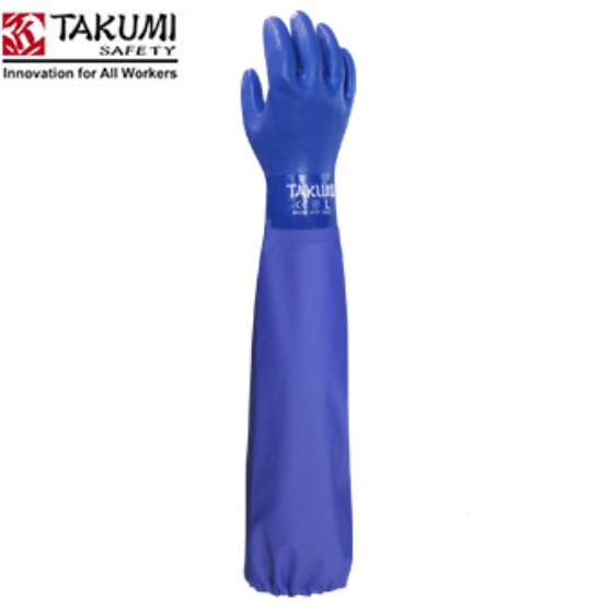 Găng tay chống dầu TAKUMI loại dài hết cánh tay PVC-600X