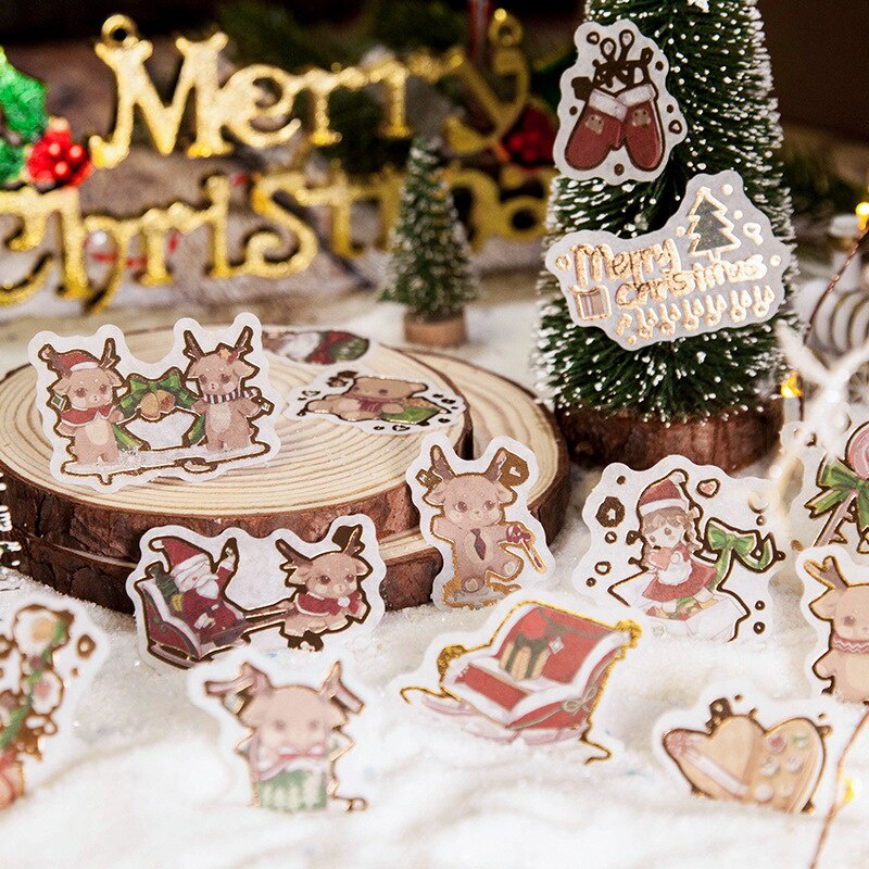Set 30 giấy washi hình tuần lộc dễ thương trang trí giáng sinh