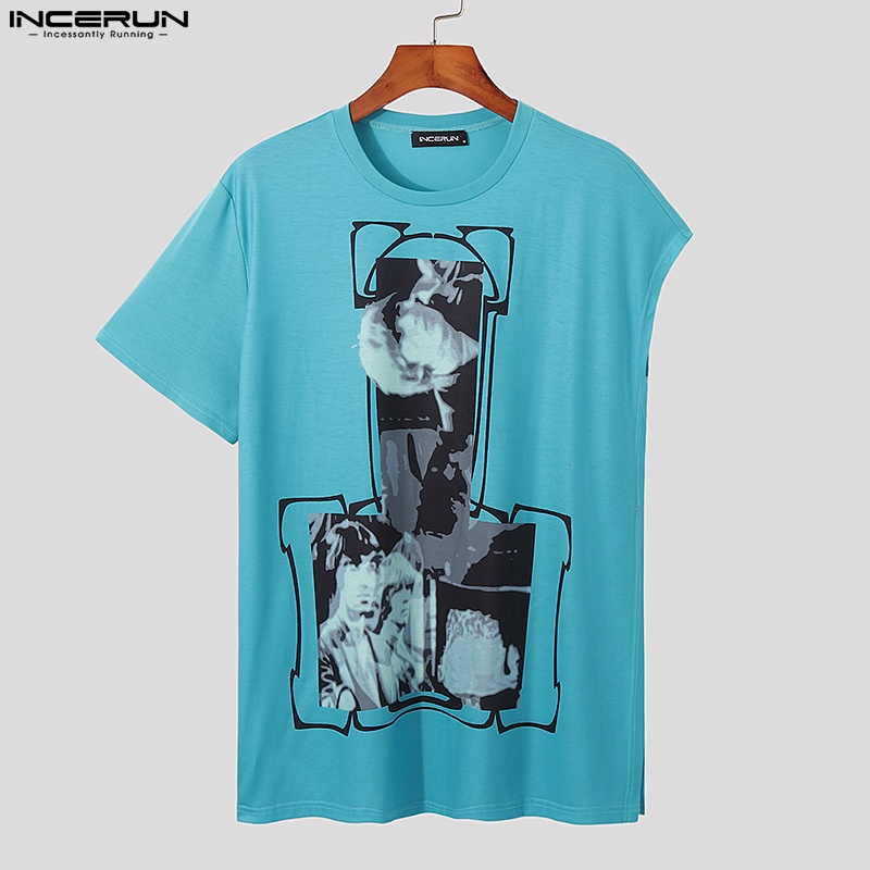 Áo sát nách Incerun tay siêu ngắn dáng rộng in hình độc lạ phong cách sành điệu cho nam