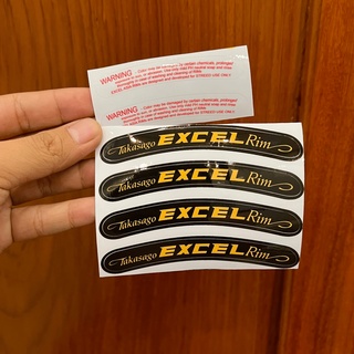 Tem dán vành excel trắng,vàng chuẩn màu size zin bộ 4 tem sticker cao cấp Màu Trắng chống nước FREESHIP.