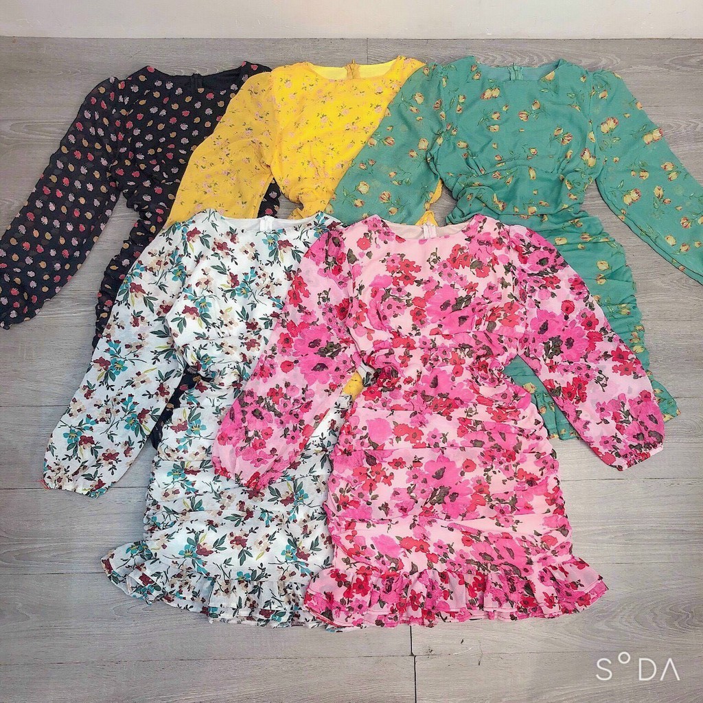 ĐẦM NHÚN TAY DÀI HỌA TIẾT DỄ THƯƠNG | BigBuy360 - bigbuy360.vn