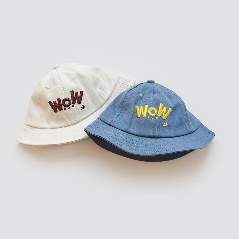Mũ Tai Bèo Mỏng Thêu Chữ WOW Thời Trang Mùa Hè Cho Bé