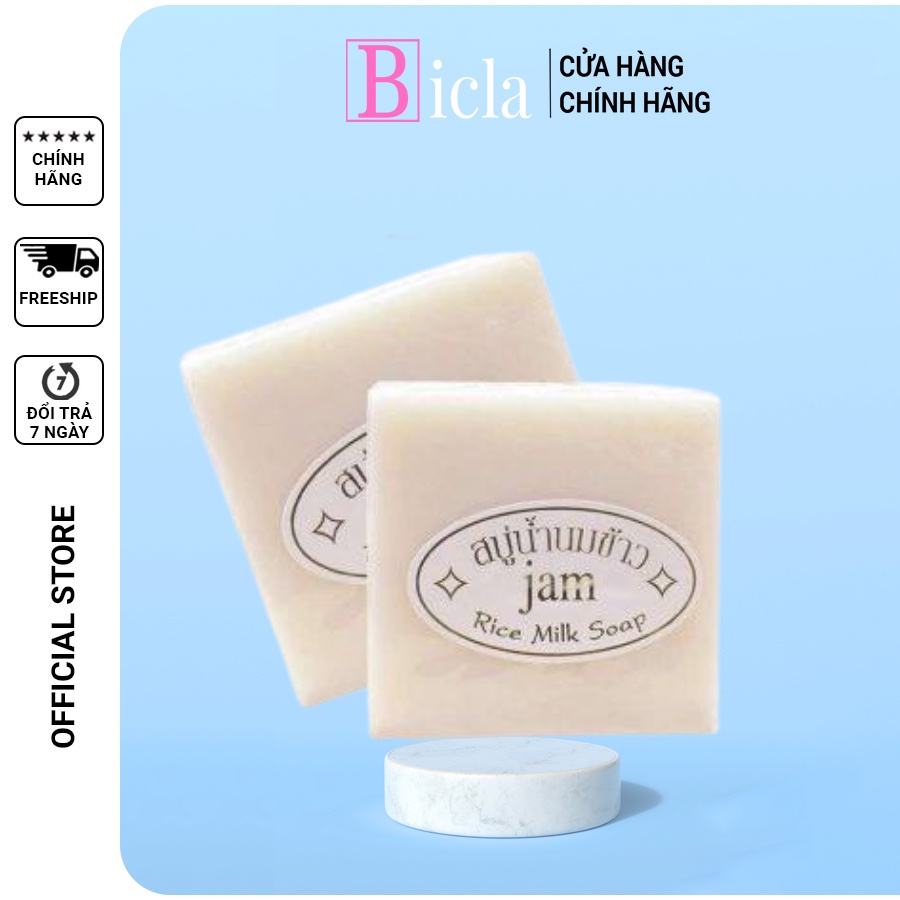 Xà phòng trắng da cám gạo thái lan Jam Rice Milk Soap Whitening Herbal Soap