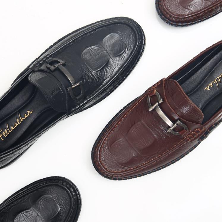 Giày da nam FTTleather dập vân cá sấu dáng giày lười trẻ trung - độc đáo mã F0296 WQ