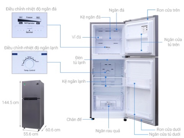 Tủ lạnh Samsung Inverter 208 lít RT19M300BGS/SV(Miễn phí giao tại HCM-ngoài tỉnh liên hệ shop)
