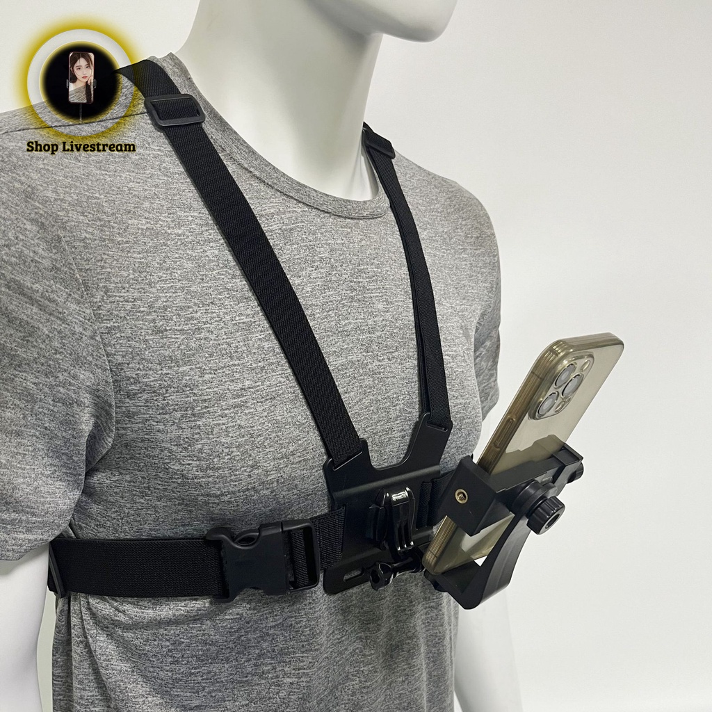 Dây đai đeo điện thoại trước ngực làm camera hành trình chuyên dụng khi đi xe đạp, moto, xe máy