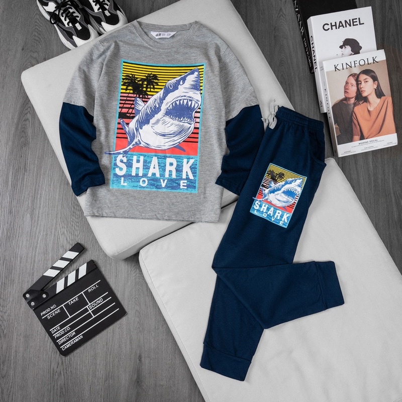 Bộ dài tay bé trai size đại 23-57kg, bộ thun cotton bé trai lớn