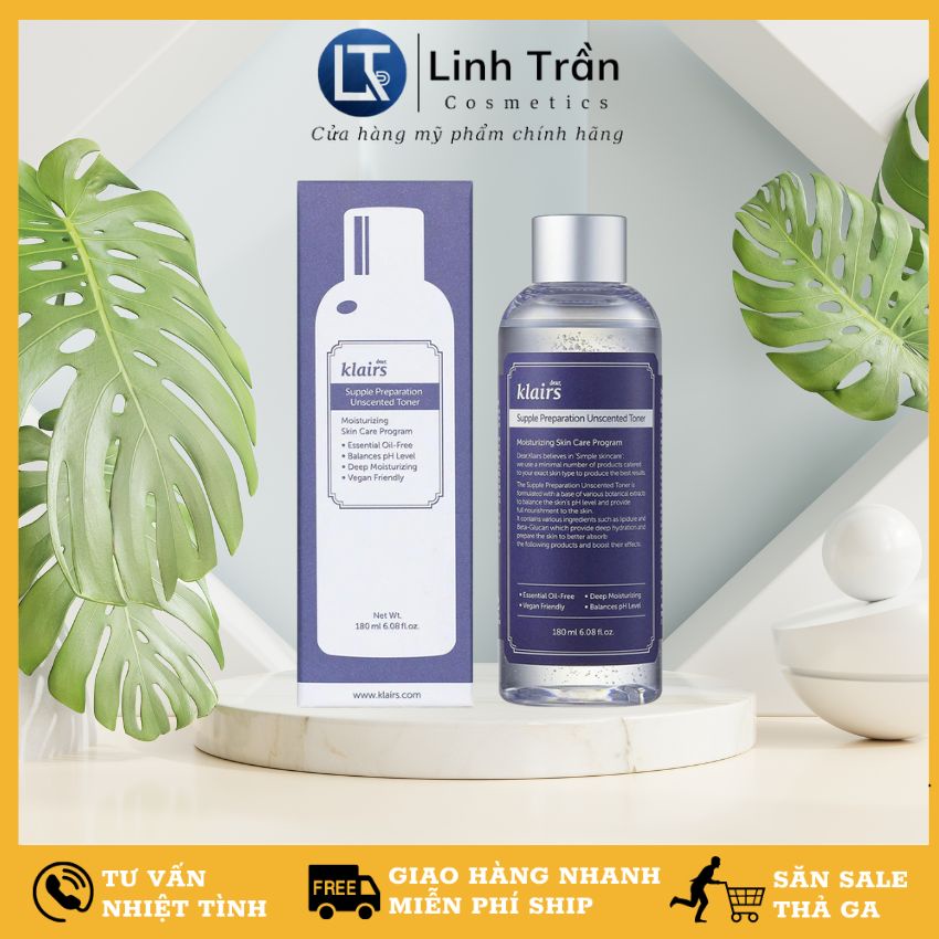 Toner klairs độ ẩm da dưỡng ẩm cấp nước nước hoa hồng làm sạch sâu danh cho da dầu mụn da nhạy cảm da khô và hỗn hợp