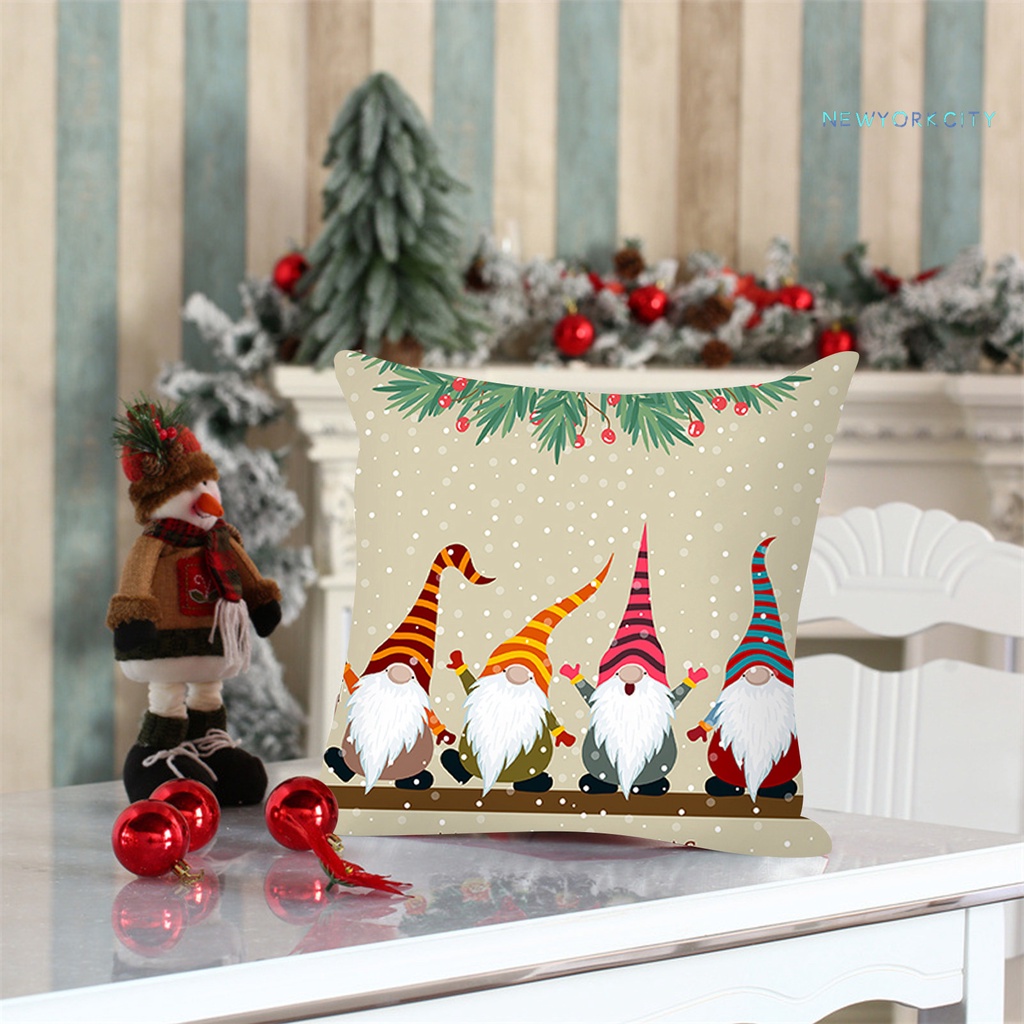 Gối từ polyester họa tiết giáng sinh chú lùn che mặt dùng trong gia đình