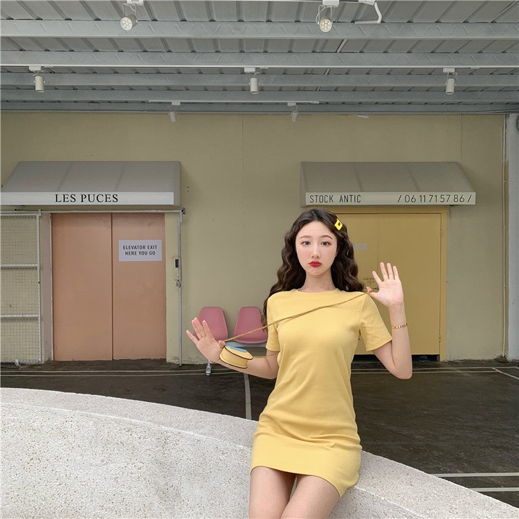 Váy suông nữ ngắn tay ulzzang, Đầm suông nữ dáng ngắn cổ tròn cotton - Maoshop | BigBuy360 - bigbuy360.vn