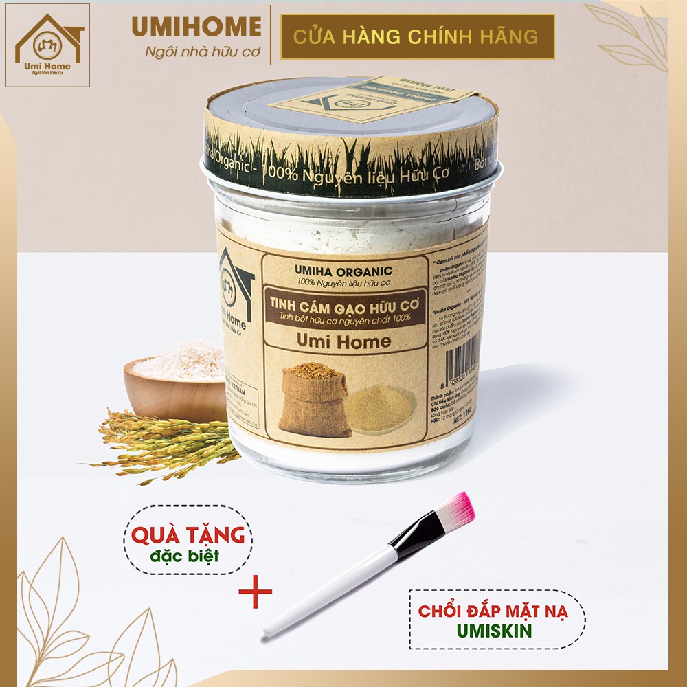 Bột Cám Gạo đắp mặt hữu cơ UMIHOME nguyên chất - Dùng tẩy da chết sạch sâu da, dưỡng da trắng mịn, giảm thâm, chống nám