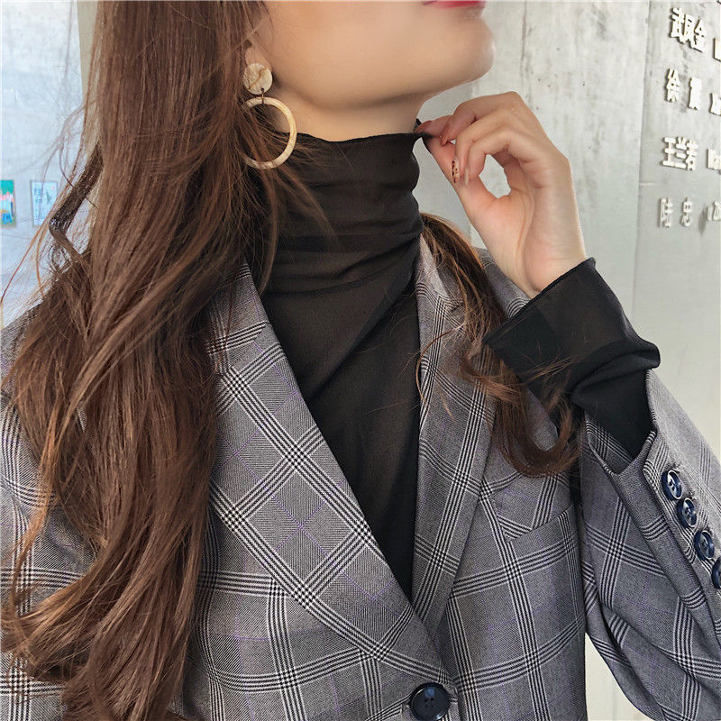 Áo lưới tay dài cổ cao phong cách hoài cổ thời trang cho nữ