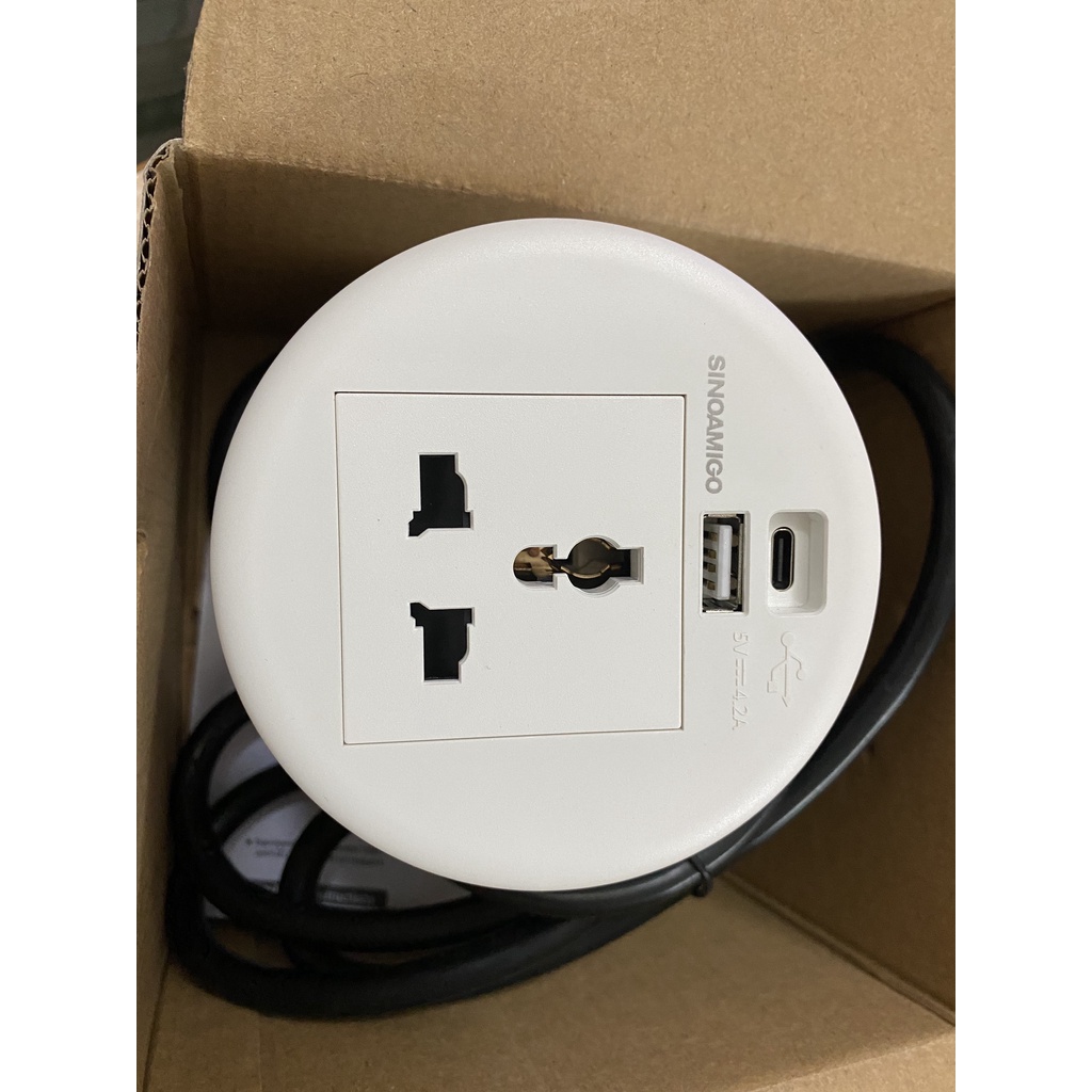Ổ Điện âm bàn + sạc USB SINOAMIGO STS-R90 chính hãng