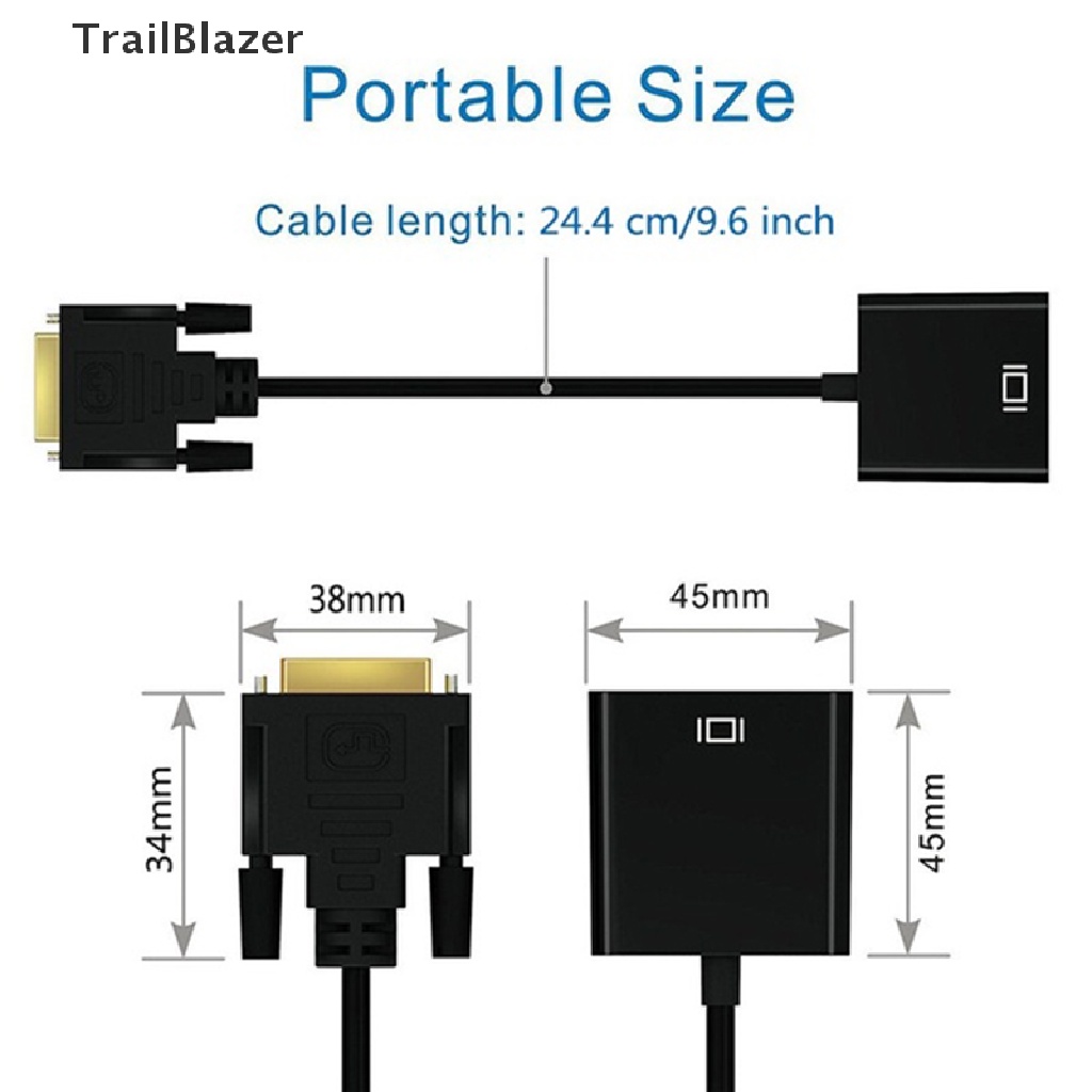 Cáp Chuyển Đổi 1080p Dvi-D 24 + 1 Pin Sang Vga 15pin