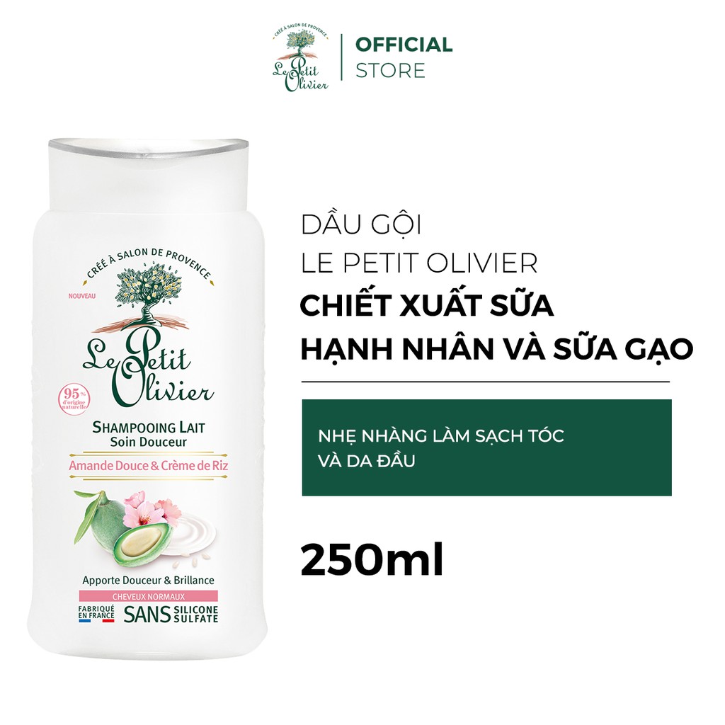 Dầu Gội Le Petit Olivier Chiết Xuất Sữa Hạnh Nhân và Sữa Gạo 250ML