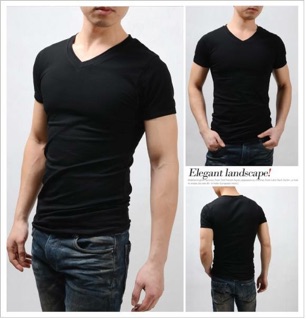Áo thun cổ tim form body Áo thun nam