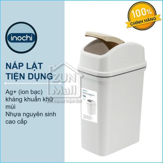 Thùng Rác Nhựa Cao Cấp Nắp Lật 15 Lít Inochi Nhật Bản - Phù Hợp Với Không Gian Sống Hiện Đại