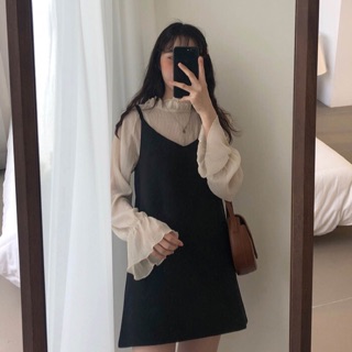SET ÁO VOAN BÈO + YẾM VÁY NGẮN 2 DÂY ULZZANG