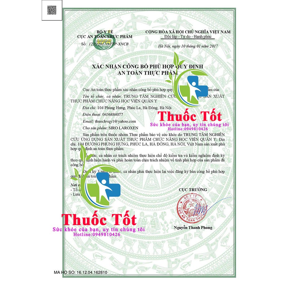 Siro Laroxen Học Viện Quân Y -Cho Giấc Ngủ Ngon