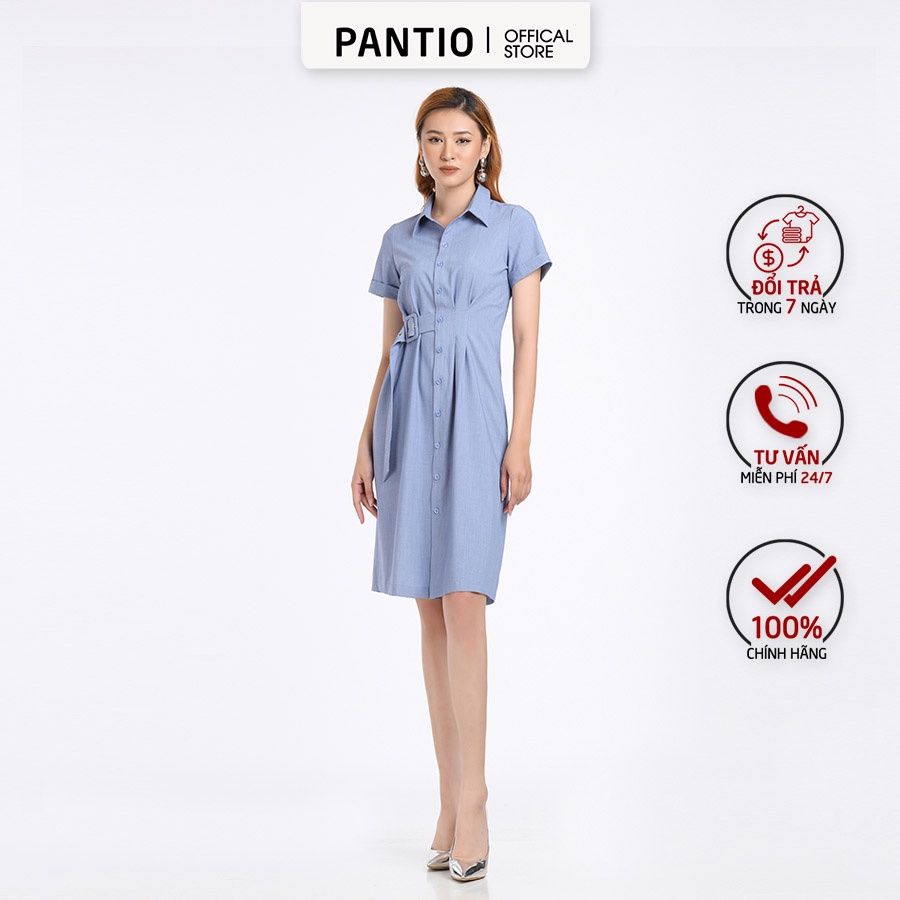 FDC52538 - Đầm công sở ngắn tay cổ sơ mi thời trang - PANTIO