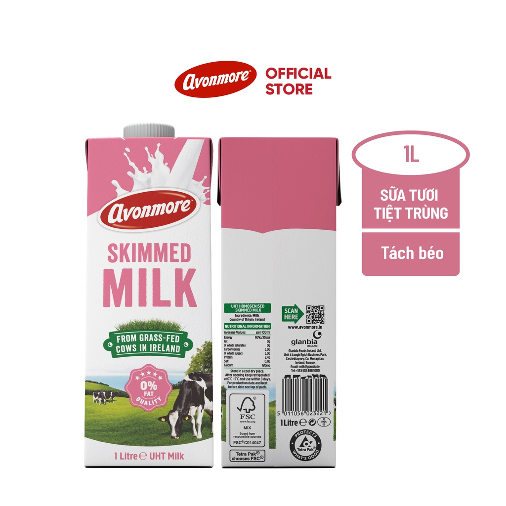 Sữa Tươi Tiệt Trùng Avonmore tách béo 1l - 1 hộp