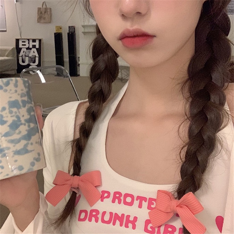 Dây buộc tóc nơ satin màu trơn đơn giản phong cách Hàn Quốc thời trang cho nữ