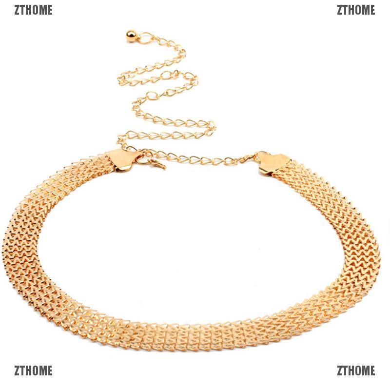 Thắt Lưng Dây Xích Kim Loại Gợn Sóng Màu Vàng Thời Trang