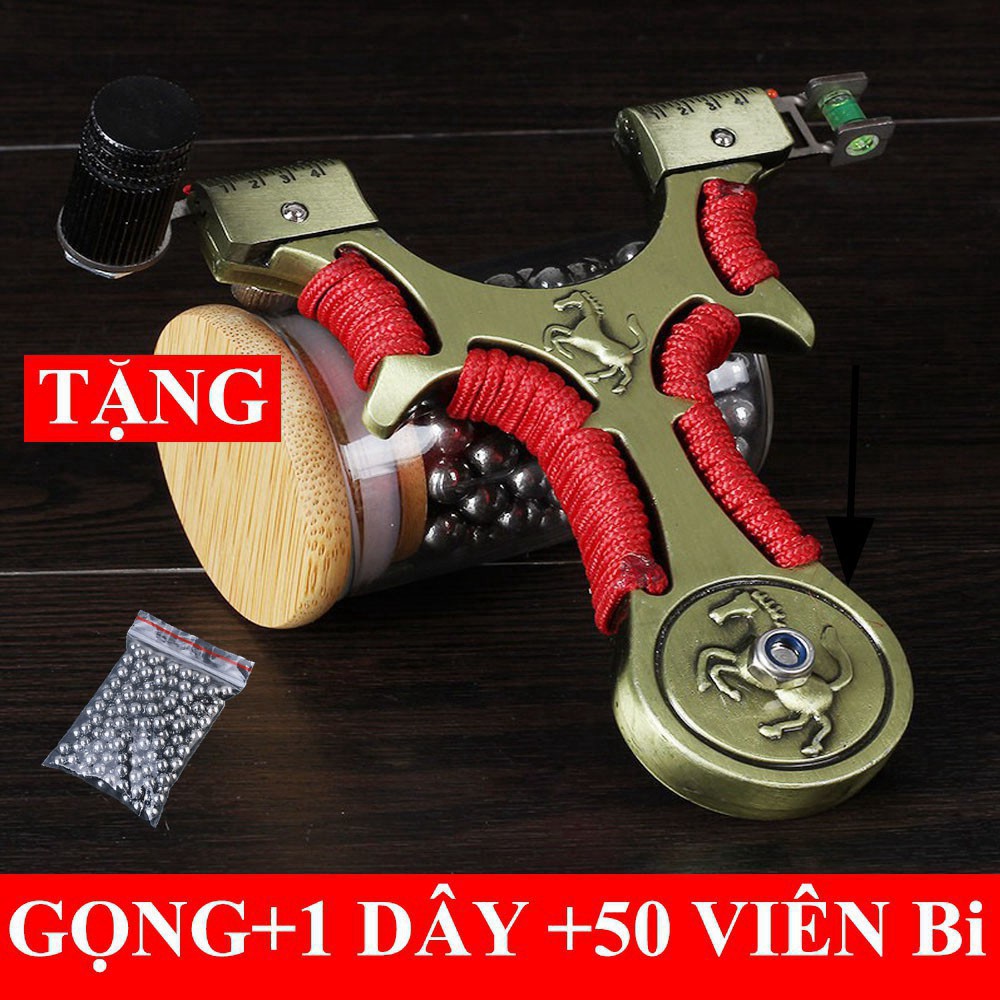Ná Cao Su Ngựa Hoang cõ sẵn Hít bi thời thượng, có lade hỗ trợ bắn đêm, có thước ngắm- tặng kèm 1 dây và 50 bi chính hãn