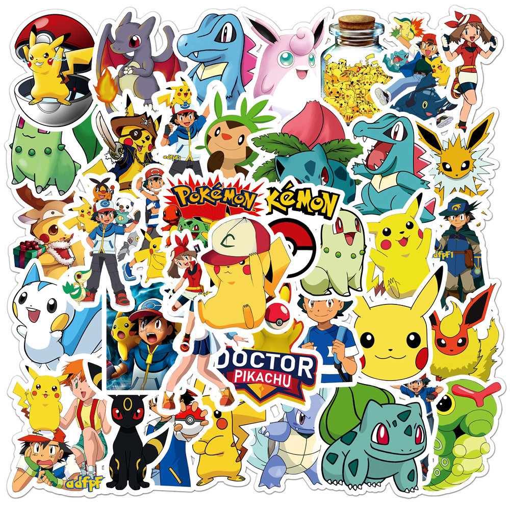 JOJO· Bộ Hình Dán Chống Thấm Pokémon, 50 tờ/bộ