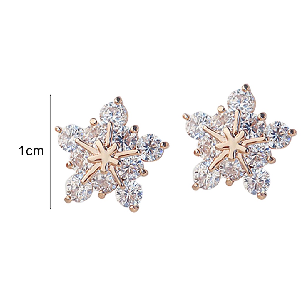 Đôi bông tai hình hoa tuyết đính kim cương thời trang cho nữ
