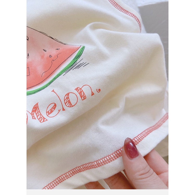 SANITKUN Bộ Áo Thun Cotton Không Tay In Hoạt Hình + Quần Short Thoáng Khí Thời Trang Mùa Hè Cho Bé Trai Và Gái